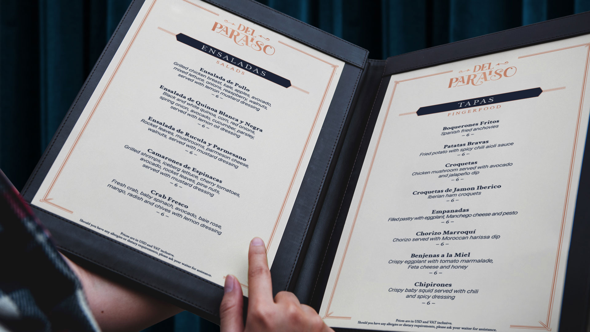 Del Paraiso Menu